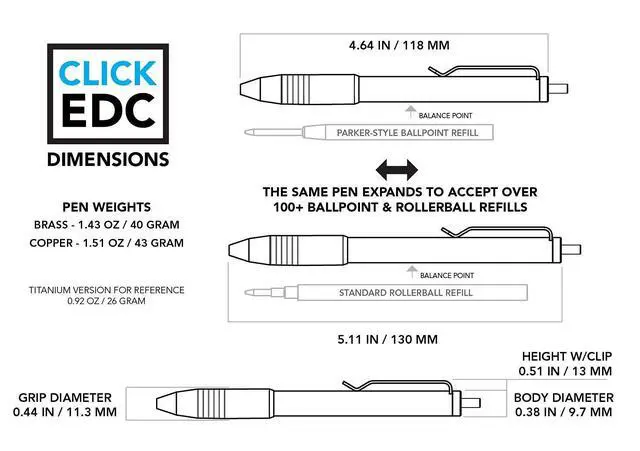 Alt view image 5 of 5 - Brass Click EDC Pen