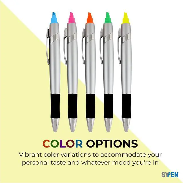 Alt view image 5 of 7 - Personalized Pens with Highlighter -200 Pack Bulk-Free Imprint - 2 In Bible Highlighter with Ballpoint Pen Combo- add Custom Name, Logo or Gift Message- Black Ballpoint Ink, Pink Color