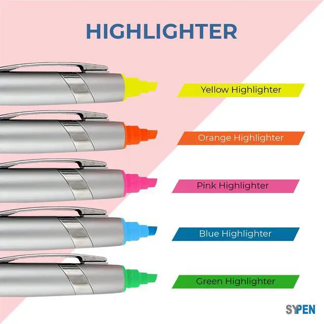 Alt view image 3 of 7 - Personalized Pens with Highlighter -200 Pack Bulk-Free Imprint - 2 In Bible Highlighter with Ballpoint Pen Combo- add Custom Name, Logo or Gift Message- Black Ballpoint Ink, Pink Color