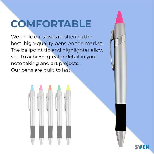 Alt view image 4 of 7 - Personalized Pens with Highlighter -200 Pack Bulk-Free Imprint - 2 In Bible Highlighter with Ballpoint Pen Combo- add Custom Name, Logo or Gift Message- Black Ballpoint Ink, Pink Color