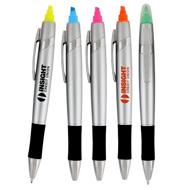 Alt view image 2 of 7 - Personalized Pens with Highlighter -200 Pack Bulk-Free Imprint - 2 In Bible Highlighter with Ballpoint Pen Combo- add Custom Name, Logo or Gift Message- Black Ballpoint Ink, Pink Color