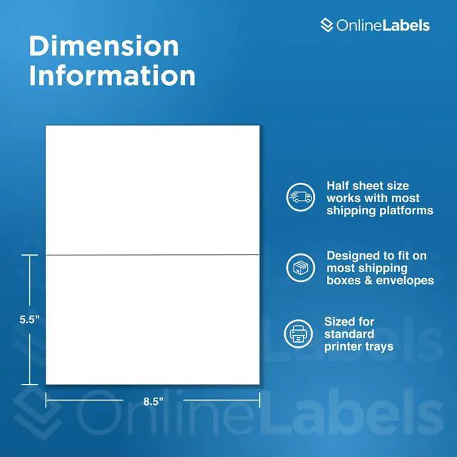 Alt view image 2 of 7 - 8.5 x 5.5 Waterproof White Polyester Shipping Labels (Laser Printers Only) - Pack of 500 Labels, 250 Sheets - OnlineLabels
