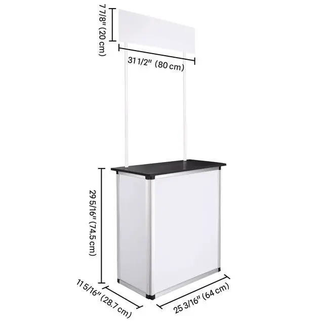 Alt view image 7 of 7 - 2 Set Pop Up Promotional Counter with Header Board | Aluminum Frame, Foldable Customizable Branding Panel, Internal Storage, Includes Carrying Bag (2 Set)
