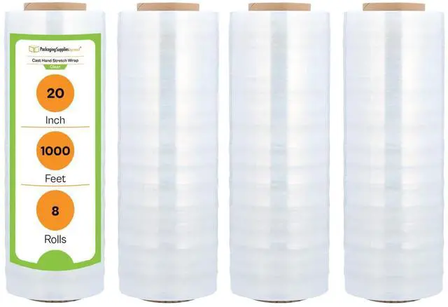 Main image of PSBM 8 Rolls 20 Inch x 1000 Feet Stretch Film/Wrap, 70 Gauge Heavy Duty Industrial Strength Clear Shrink/Plastic Wrap for Moving, Packing, Shipping, Pallet Wrapping & Storage