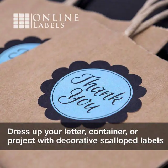 Alt view image 6 of 6 - 2.5 Inch Scalloped Round Labels - Pack of 12,000 Labels, 1,000 Sheets - Inkjet/Laser Printer