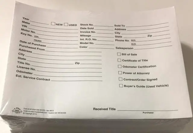 Alt view image 2 of 3 - Vehicle Deal Jacket - Car Sales Envelope - White (P6) (1000)