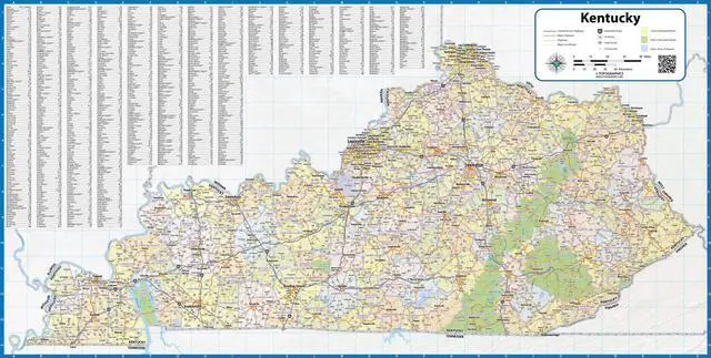 Main image of Kentucky Laminated Wall Map (70 wide by 35 high)