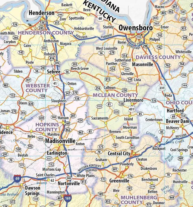 Alt view image 5 of 7 - Kentucky Laminated Wall Map (70 wide by 35 high)