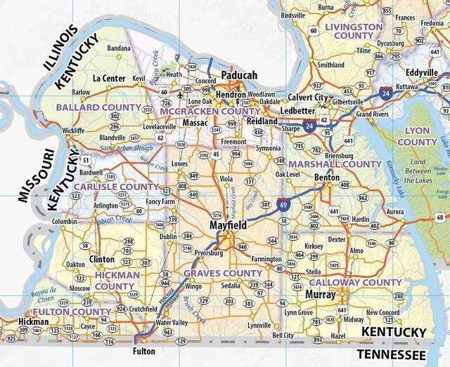 Alt view image 6 of 7 - Kentucky Laminated Wall Map (70 wide by 35 high)