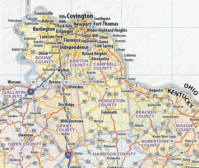 Alt view image 4 of 7 - Kentucky Laminated Wall Map (70 wide by 35 high)