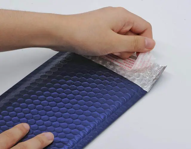 Alt view image 4 of 6 - ProLine Matte Metallic Dark Blue Bubble Padded Mailers 4x8 Inch Self Seal Padded Envelopes (1000)