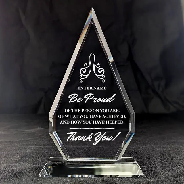 Main image of Personalized Engraved Thank You Award - Laser Engraved Design - Thank You - Add Your Own Text - Includes Gift Box - Thank You Award (Optic Crystal Arrowhead)