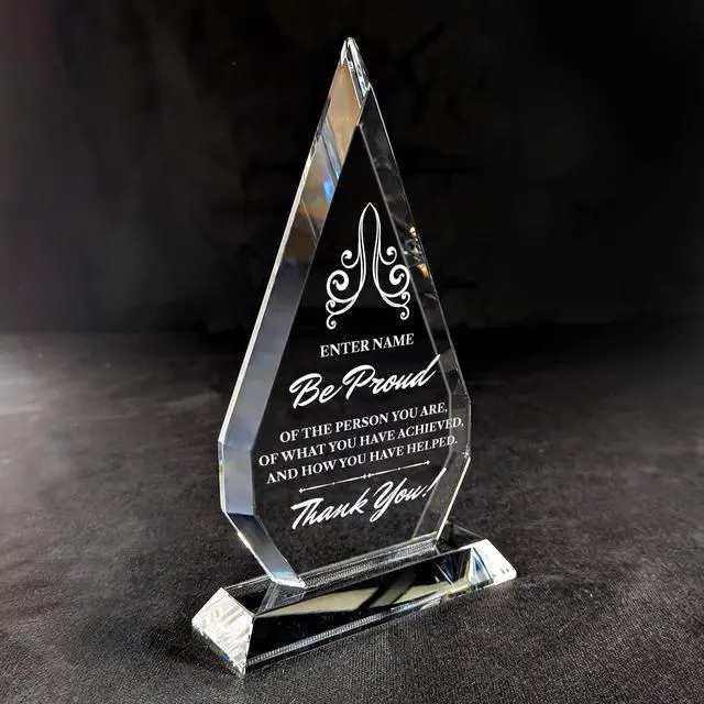Alt view image 2 of 4 - Personalized Engraved Thank You Award - Laser Engraved Design - Thank You - Add Your Own Text - Includes Gift Box - Thank You Award (Optic Crystal Arrowhead)