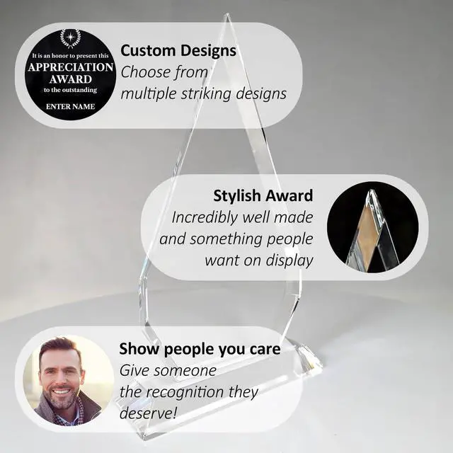 Alt view image 4 of 4 - Personalized Engraved Thank You Award - Laser Engraved Design - Thank You - Add Your Own Text - Includes Gift Box - Thank You Award (Optic Crystal Arrowhead)