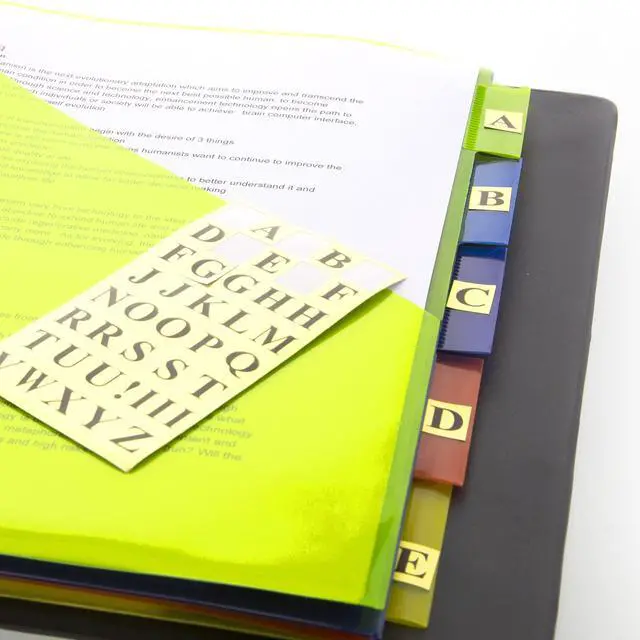 Alt view image 6 of 7 - Pocket Binder Dividers, 5 Insertable Color Tabs, 144-Case | 5 insertable clear color tabs with white label inserts, reinforced 3-hole edge fits 3-ring binders