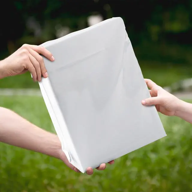 Alt view image 7 of 7 - Poly Mailers 12 x 15,5 Inch with 4 Inch Gusset, 2.5 Mil White Shipping Bags, Self Seal Lip Tape, Expandable Mailing Envelopes for Clothing and Packaging, 500 Pack
