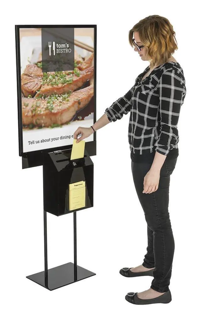 Alt view image 3 of 4 - SSBST1BKBK Large Locking Ballot Box with Double Sided Poster Stand, 22x28-Inch, Black