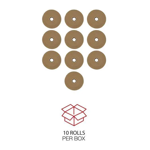 Alt view image 2 of 4 - Glass-Fiber Reinforced Gummed Kraft Sealing Tape, 3" Core, 3" X 450 Ft, Brown, 10/Carton
