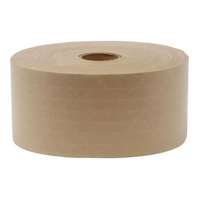 Alt view image 4 of 4 - Glass-Fiber Reinforced Gummed Kraft Sealing Tape, 3" Core, 3" X 450 Ft, Brown, 10/Carton