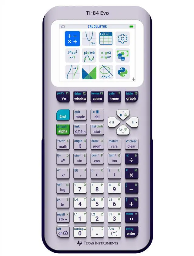 Main image of TI-84 Evo Graphing Calculator, Lavender | Intuitive Icon-based Homescreen, USB-C Charging, Python Programming, Faster Performance, Bigger Graphs than TI-84 Plus CE