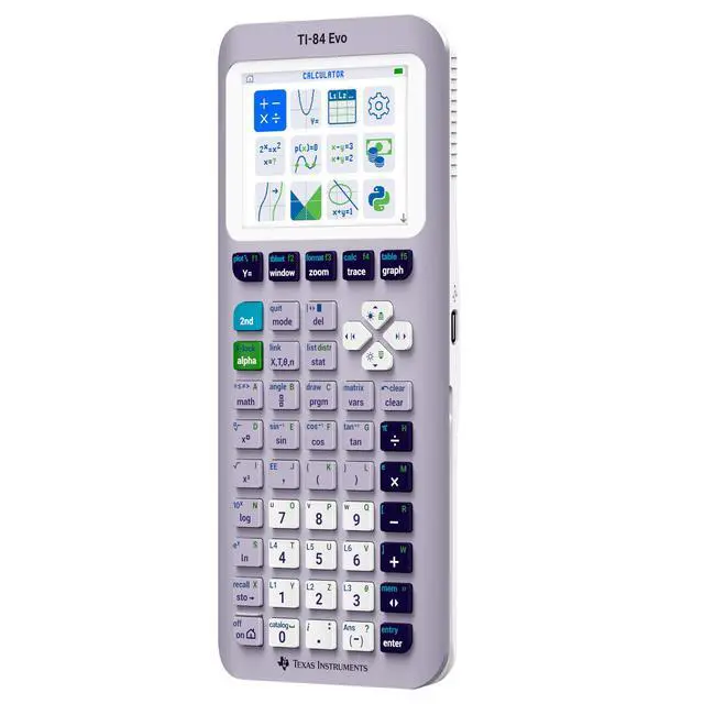 Alt view image 2 of 7 - TI-84 Evo Graphing Calculator, Lavender | Intuitive Icon-based Homescreen, USB-C Charging, Python Programming, Faster Performance, Bigger Graphs than TI-84 Plus CE