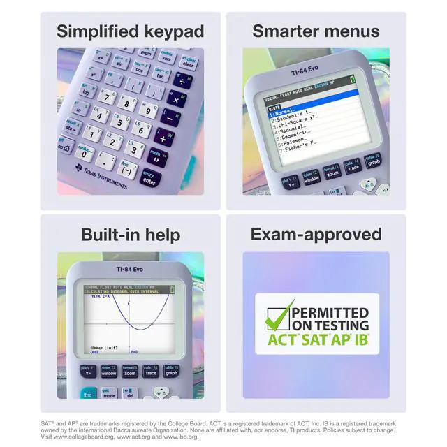 Alt view image 5 of 7 - TI-84 Evo Graphing Calculator, Lavender | Intuitive Icon-based Homescreen, USB-C Charging, Python Programming, Faster Performance, Bigger Graphs than TI-84 Plus CE