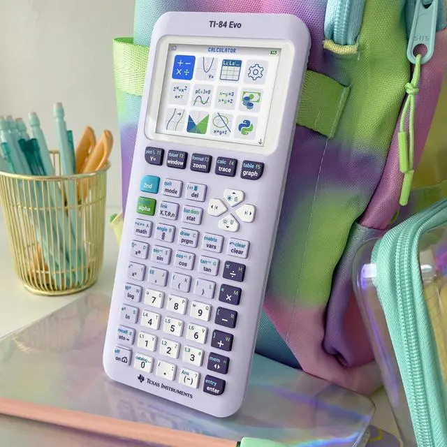 Alt view image 6 of 7 - TI-84 Evo Graphing Calculator, Lavender | Intuitive Icon-based Homescreen, USB-C Charging, Python Programming, Faster Performance, Bigger Graphs than TI-84 Plus CE