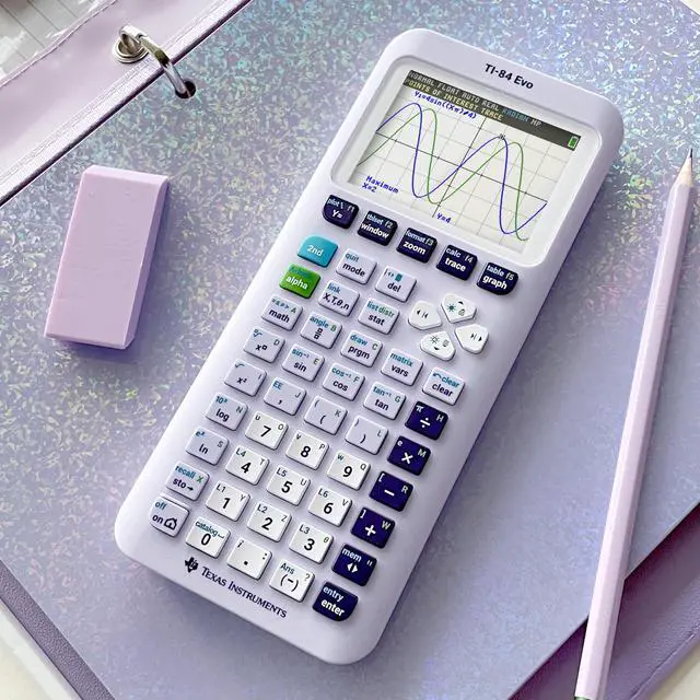 Alt view image 7 of 7 - TI-84 Evo Graphing Calculator, Lavender | Intuitive Icon-based Homescreen, USB-C Charging, Python Programming, Faster Performance, Bigger Graphs than TI-84 Plus CE