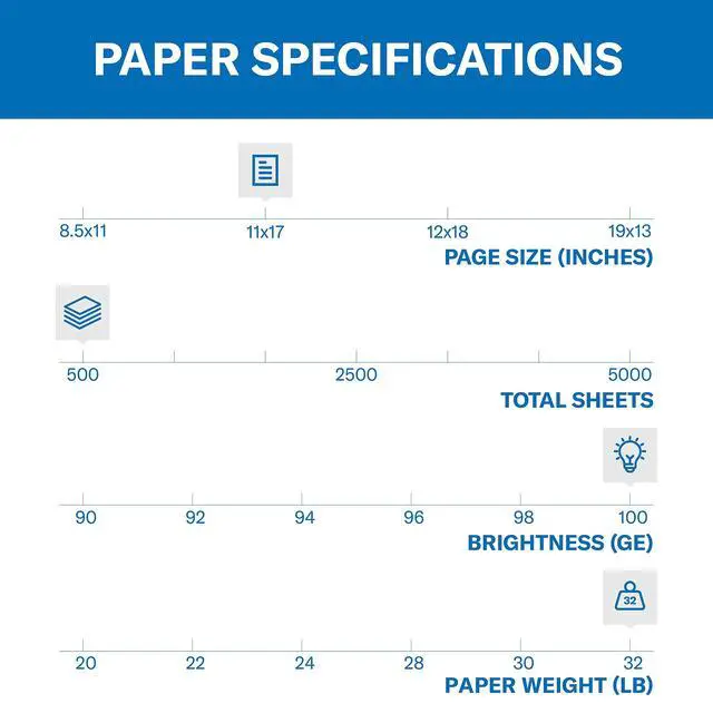 Alt view image 2 of 7 - Printer Paper, Premium Color 32 lb Copy Paper, 11 x 17-100 Bright, Made in the USA, 102660C - 4 Ream (2,000 Sheets)