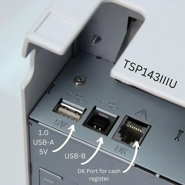 Alt view image 3 of 7 - TSP143IIIU USB Thermal Receipt Printer with Device and Mfi USB Ports, Auto-cutter, and Internal Power Supply - White