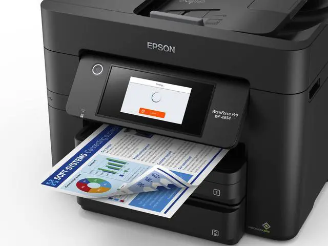 Alt view image 4 of 7 - Workforce Pro WF-4834 Wireless All-in-One Printer with Auto 2-Sided Print Copy, Scan and Fax, 50-Page ADF, 500-sheet Paper Capacity, 4.3" Color Touchscreen