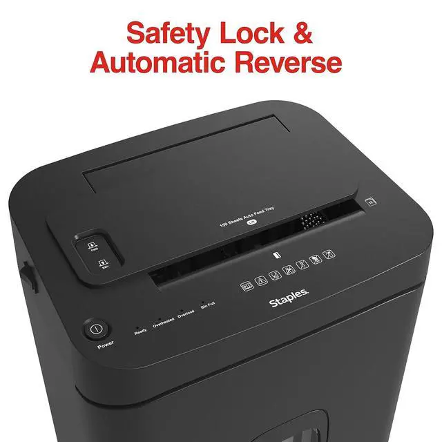 Alt view image 6 of 7 - 150-Sheet Micro-Cut Paper Shredder, Autofeed, Anti-Jam, 7.4-Gallon Pull-Out Bin, Black, for Home & Office, Black