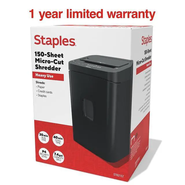 Alt view image 7 of 7 - 150-Sheet Micro-Cut Paper Shredder, Autofeed, Anti-Jam, 7.4-Gallon Pull-Out Bin, Black, for Home & Office, Black