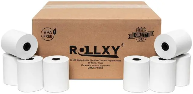 Main image of 3 1/8 x 230 Thermal Paper Receipt Rolls (50 GSM - Solid Core) Fits All POS Cash Registers Printers, Clover Square Stations, Star Micronics SCP700, TSP100 BPA Free - Premium Grade (200 Rolls)
