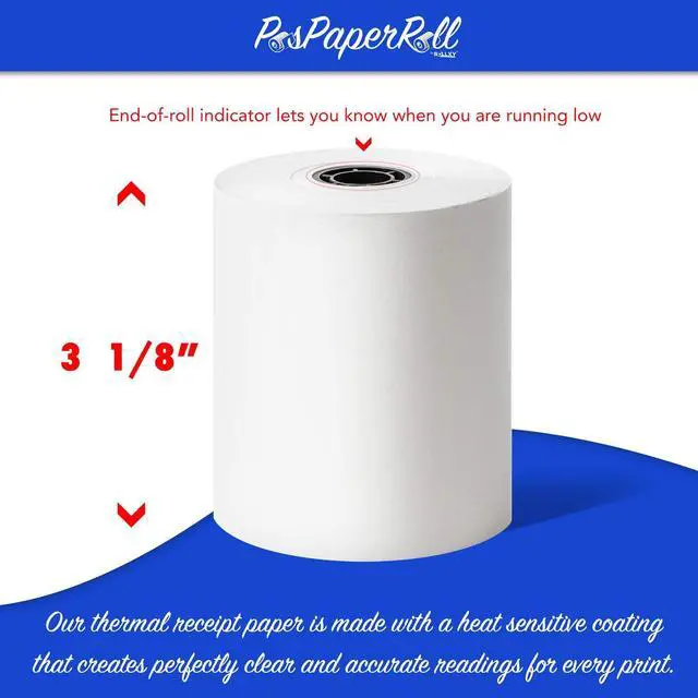 Alt view image 2 of 5 - 3 1/8 x 230 Thermal Paper Receipt Rolls (50 GSM - Solid Core) Fits All POS Cash Registers Printers, Clover Square Stations, Star Micronics SCP700, TSP100 BPA Free - Premium Grade (200 Rolls)