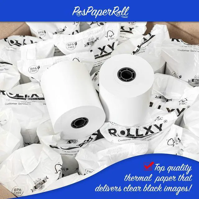 Alt view image 4 of 5 - 3 1/8 x 230 Thermal Paper Receipt Rolls (50 GSM - Solid Core) Fits All POS Cash Registers Printers, Clover Square Stations, Star Micronics SCP700, TSP100 BPA Free - Premium Grade (200 Rolls)