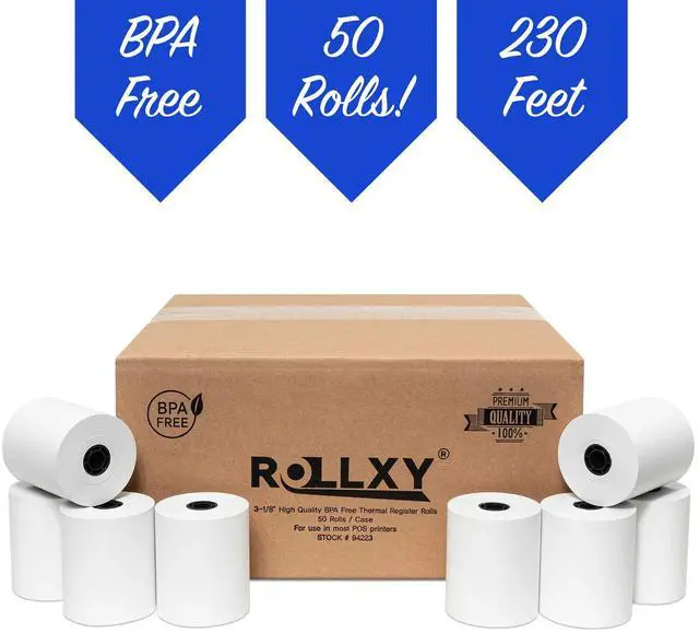 Alt view image 5 of 5 - 3 1/8 x 230 Thermal Paper Receipt Rolls (50 GSM - Solid Core) Fits All POS Cash Registers Printers, Clover Square Stations, Star Micronics SCP700, TSP100 BPA Free - Premium Grade (200 Rolls)