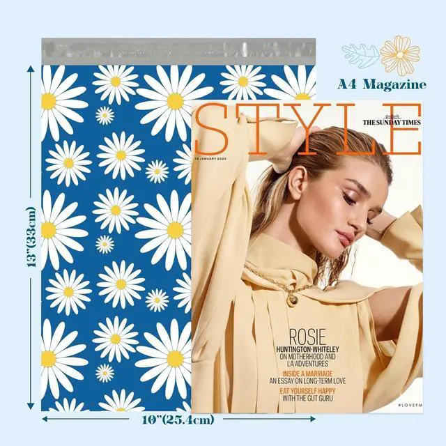 Alt view image 2 of 7 - Poly Mailers 10x13" 1200 Pack Blue Daisy,Self Adhesive Shipping Envelopes Bags for Clothing,Waterproof Durability Mailers Poly Package Shipping Bags for Small Business,Keep Items Protected
