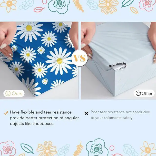 Alt view image 6 of 7 - Poly Mailers 10x13" 1200 Pack Blue Daisy,Self Adhesive Shipping Envelopes Bags for Clothing,Waterproof Durability Mailers Poly Package Shipping Bags for Small Business,Keep Items Protected