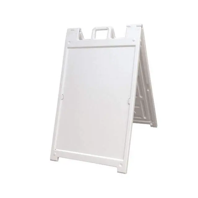 Alt view image 2 of 3 - White 2-Pack of Signicade Deluxe A-Frame Sidewalk Curb Sign Portable Folding Double-Sided Display with Quick-Change System