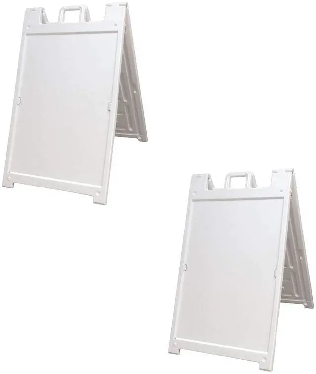 Main image of White 2-Pack of Signicade Deluxe A-Frame Sidewalk Curb Sign Portable Folding Double-Sided Display with Quick-Change System