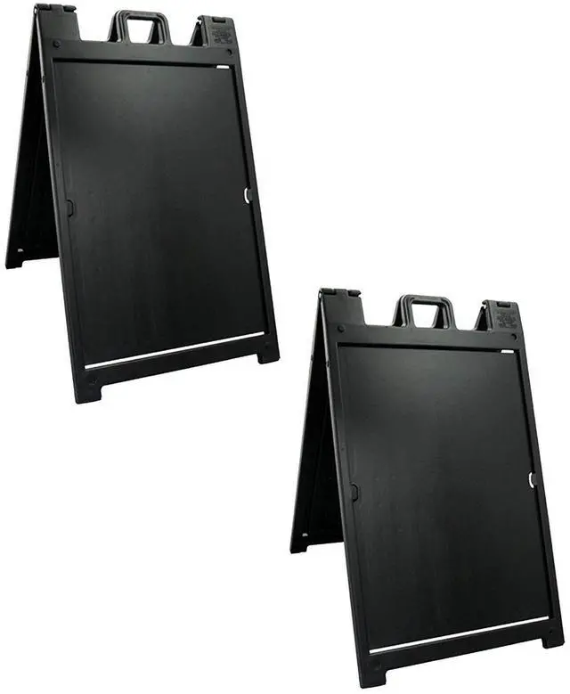 Main image of Black 2-Pack of Signicade Deluxe A-Frame Sidewalk Curb Sign Portable Folding Double-Sided Display with Quick-Change System