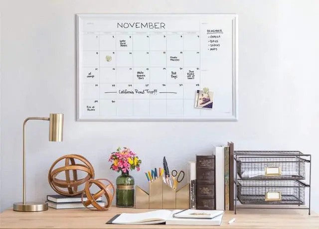 Alt view image 3 of 7 - Magnetic Dry Erase Calendar White Board, 30" x 40" Inches, White Wood Frame (2918U00-01)
