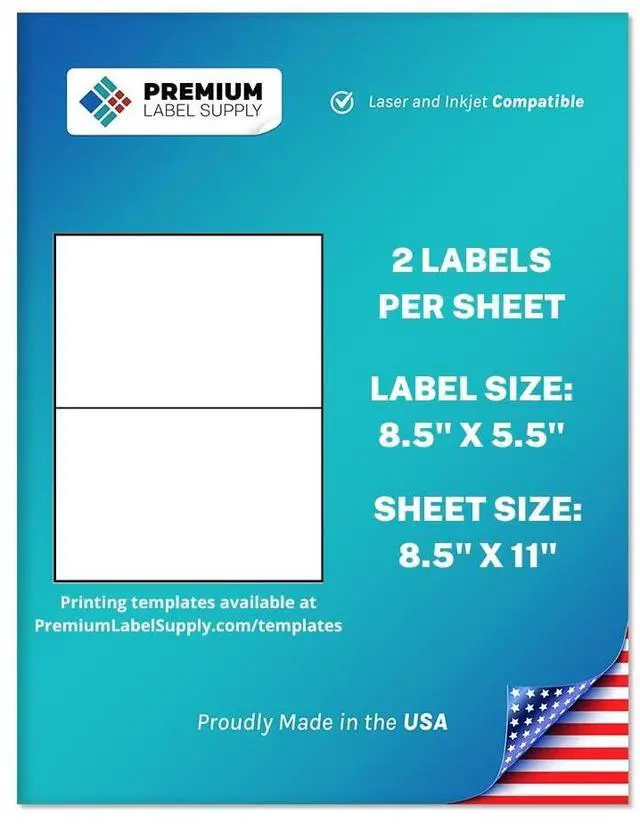 Main image of 8.5" x 5.5" Half Sheet Self Adhesive Shipping Labels for Laser or Inkjet Printer (4000 Labels)