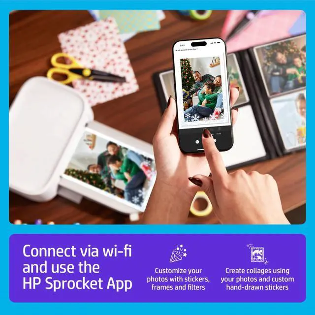 Alt view image 2 of 7 - Sprocket Studio Plus 4x6 Wireless Instant Photo Printer, Wi-Fi, Premium Dye Sublimation, Prints Vibrant Color Pictures Bundle: Photo Album, Markers, Photo Paper, and Stickers