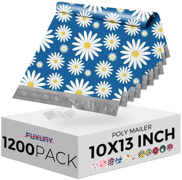 Main image of Poly Mailers 10x13" 1200 Pack Blue Daisy,Self Adhesive Shipping Envelopes Bags for Clothing,Waterproof Durability Mailers Poly Package Shipping Bags for Small Business,Keep Items Protected