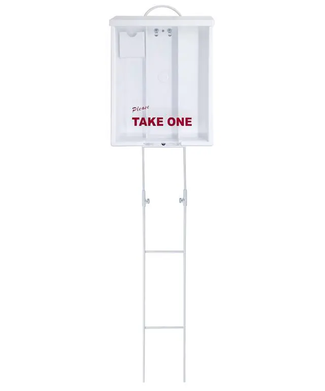 Alt view image 6 of 7 - Outdoor Real Estate Brochure Box with Two-Piece Metal Yard Stake & Dual Cross Bars, Bulk 6 Pack, Letter-Size Take One Flyer Holder, 39" Tall Display (6 Pack - White)