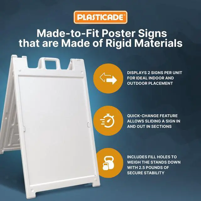 Alt view image 4 of 7 - Signicade Deluxe A Frame Sidewalk Curb Sign in White