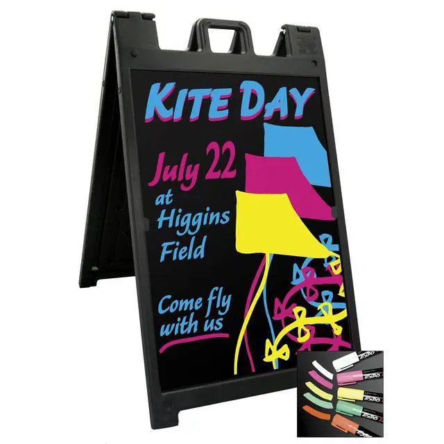 Alt view image 7 of 7 - Signicade Deluxe A Frame Sidewalk Curb Sign in Black