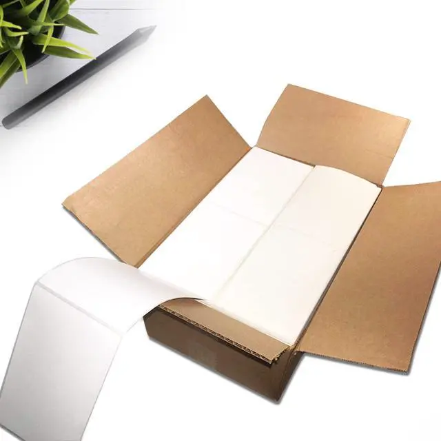Alt view image 5 of 5 - 4" x 6" Fanfold Direct Thermal Labels - White Shipping Mailing Postage, Perforated, Permanent Adhesive 2000 Per Stack (8 Stacks-16000 Labels)